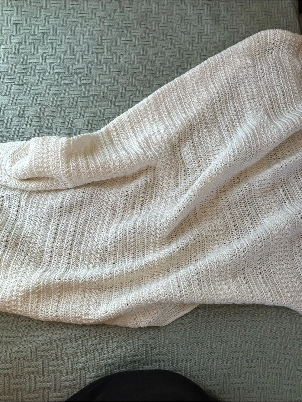 White Crochet Throw Blanket - Soft Home Bedding